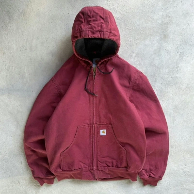 Pre-owned Carhartt X Vintage Crazy Vintage 00s Carhartt Hooded Jacket Pink / Red In Pink/red