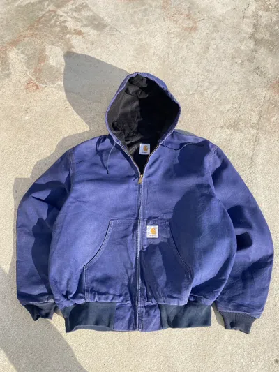 Pre-owned Carhartt X Vintage Crazy Vintage 90's Carhartt Active Hood Jacket In Blue