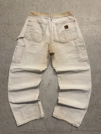 Pre-owned Carhartt X Vintage Crazy Vintage 90's Carhartt Baggy Carpenter Jeans Faded Khaki In Beige