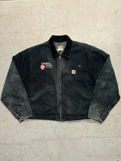 Pre-owned Carhartt X Vintage Crazy Vintage 90's Carhartt Detroit Faded Black Zip Up Jacket