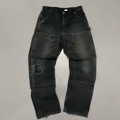 Pre-owned Carhartt X Vintage Crazy Vintage 90's Carhartt Distressed Faded Double Knees In Black