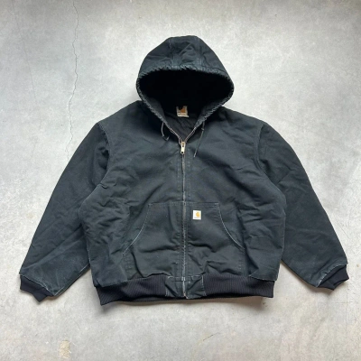 Pre-owned Carhartt X Vintage Crazy Vintage 90's Carhartt Faded Black Boxy Hooded Jacket