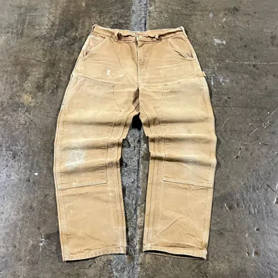 Pre-owned Carhartt X Vintage Crazy Vintage Carhartt Double Knee Faded Workwear Jeans In Tan