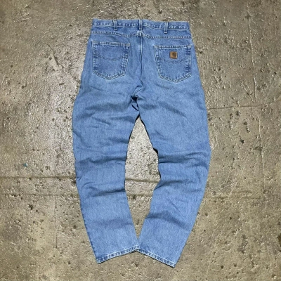 Pre-owned Carhartt X Vintage Crazy Vintage Carhartt Light Wash Workwear Jeans Skater In Blue