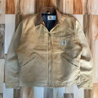 Pre-owned Carhartt X Vintage Crazy Vintage Faded 90's Carhartt Detroit Jacket In Brown