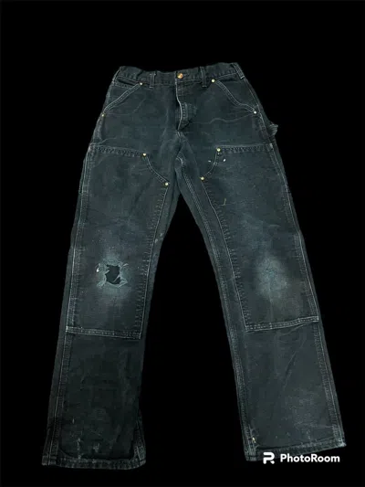 Pre-owned Carhartt X Vintage Distressed Black Carhartt Double Knee Pants