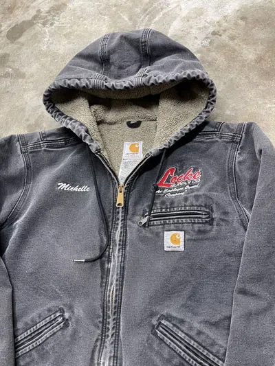 Pre-owned Carhartt X Vintage Faded Carhartt Sherpa Detroit Hooded Jacket In Black