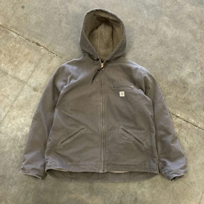 Pre-owned Carhartt X Vintage Hooded Detroit Jacket - Faded Grey