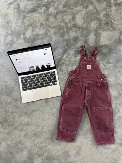 Pre-owned Carhartt X Vintage Retro Infant Carhartt Patch Overalls In Wine