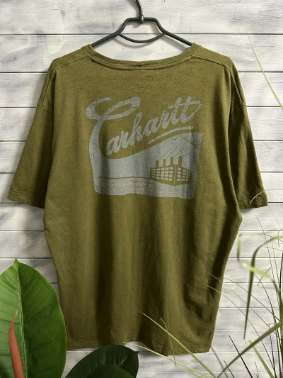 Pre-owned Carhartt X Vintage T-shirt Carhartt Big Logo Work In Khaki