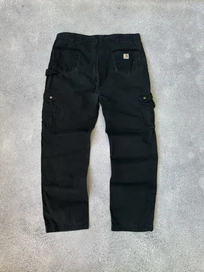 Pre-owned Carhartt X Vintage Vtg Carhartt Workwear Cargo Multipocket Heavyweight Pants In Black