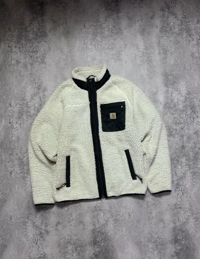 Pre-owned Carhartt X Vintage White Fleece Jacket Carhartt Prentis Liner Logo