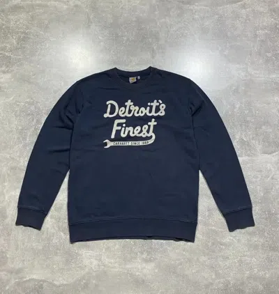 Pre-owned Carhartt X Vintage Y2k Carhartt Detroits Big Logo Sweatshirt In Blue