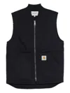 Carhartt Canvas Waistcoat Front Pockets Sleeveless Design In Black