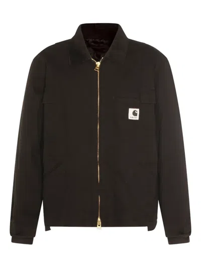 Carhartt Zip-up Logo-patch Jacket In Brown
