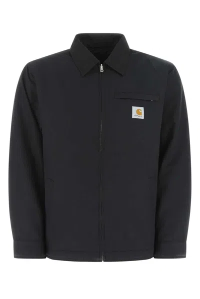 Carhartt Zip-up Long-sleeved Jacket In Nero/bianco