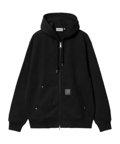 Carhartt Zippered Hooded Sweatshirt In Black