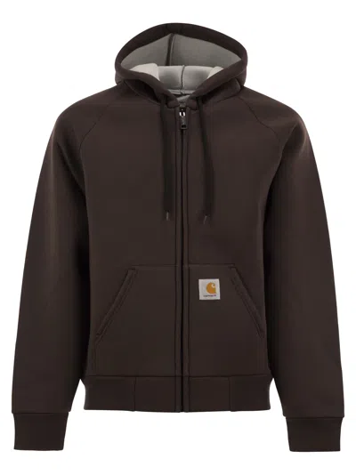 Carhartt Zip-up Hooded Sweatshirt In Brown