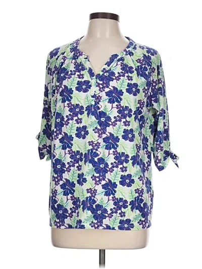 Pre-owned Caribbean Joe 3/4 Sleeve Blouse In Blue