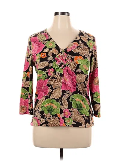 Pre-owned Caribbean Joe 3/4 Sleeve Blouse In Green