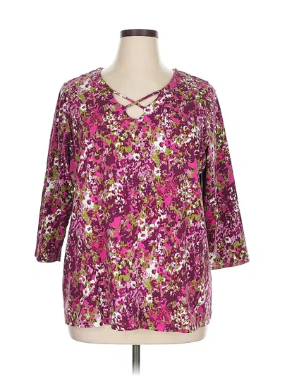 Pre-owned Caribbean Joe 3/4 Sleeve Blouse In Pink