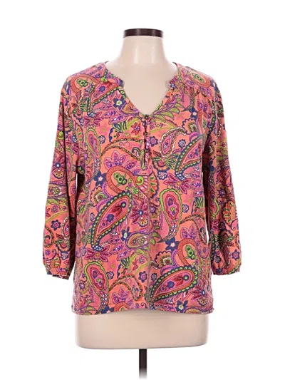Pre-owned Caribbean Joe 3/4 Sleeve Blouse In Pink