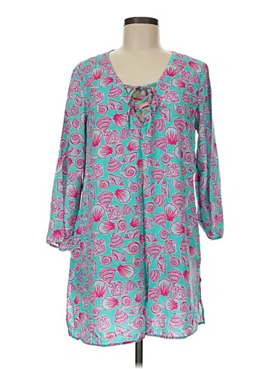 Pre-owned Caribbean Joe 3/4 Sleeve Blouse In Teal