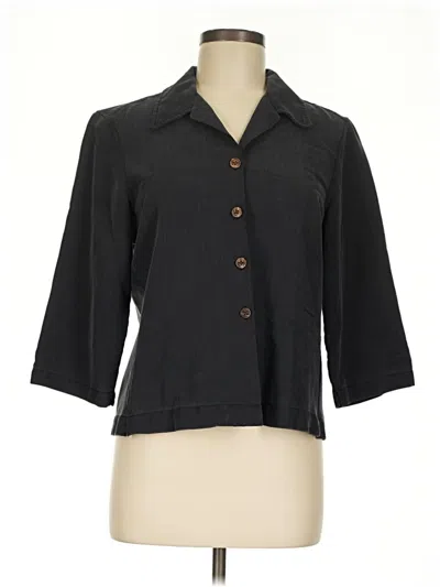 Pre-owned Caribbean Joe 3/4 Sleeve Button Down Shirt In Black