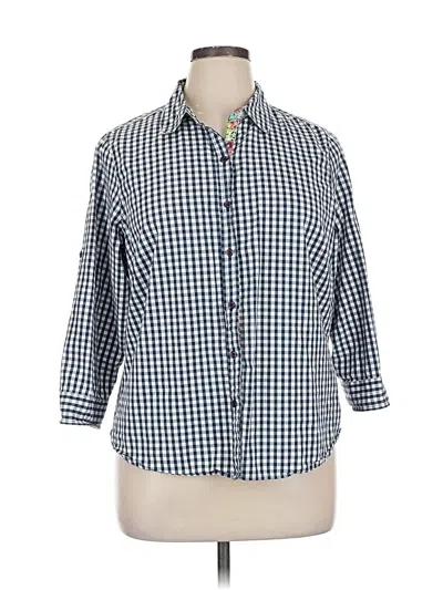 Pre-owned Caribbean Joe 3/4 Sleeve Button Down Shirt In Blue