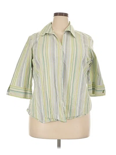 Pre-owned Caribbean Joe 3/4 Sleeve Button Down Shirt In Green