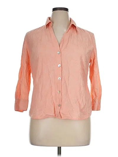 Pre-owned Caribbean Joe 3/4 Sleeve Button Down Shirt In Orange