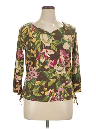 Pre-owned Caribbean Joe 3/4 Sleeve T-shirt In Brown