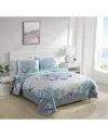Caribbean Joe 3pc Coastal Quilt Set In Blue
