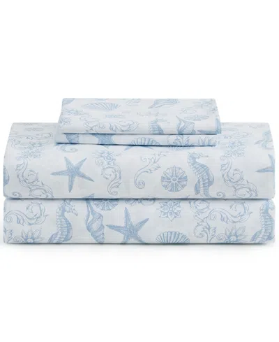 Caribbean Joe Coastal Pattern 4-pc. Sheet Set, Full In Blue