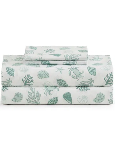Caribbean Joe Coastal Pattern 4-pc. Sheet Set, King In Green