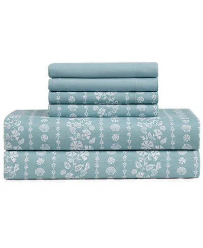 Caribbean Joe Cooling 6-pc. Sheet Set, Queen In Coastal Stripe Light Blue