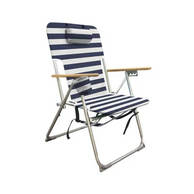 Caribbean Joe High Weight Capacity Beach Chair In Navy White