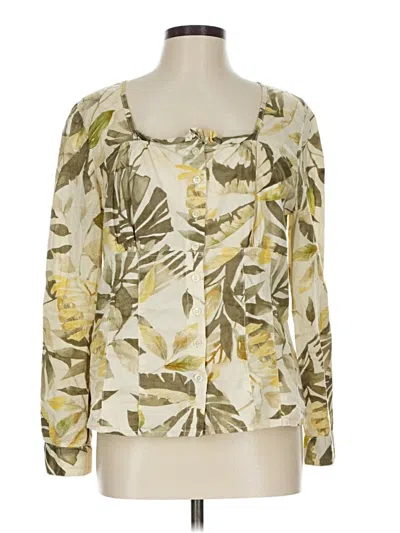 Pre-owned Caribbean Joe Long Sleeve Blouse In Gold