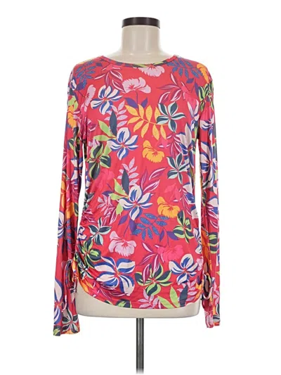 Pre-owned Caribbean Joe Long Sleeve Blouse In Pink