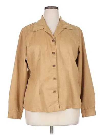 Pre-owned Caribbean Joe Long Sleeve Blouse In Tan
