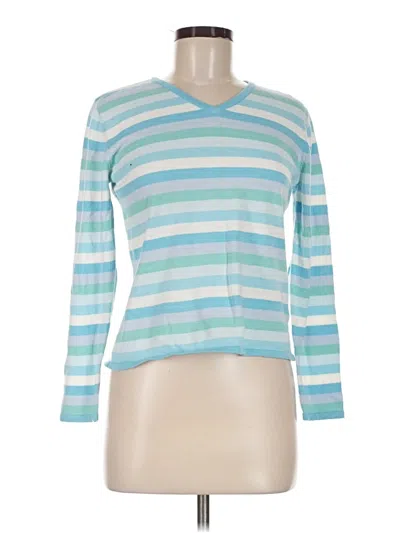 Pre-owned Caribbean Joe Long Sleeve Top Teal V-neck Tops