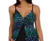 Caribbean Joe Mesh Fly Away Tankini Top In Illuminations In Blue