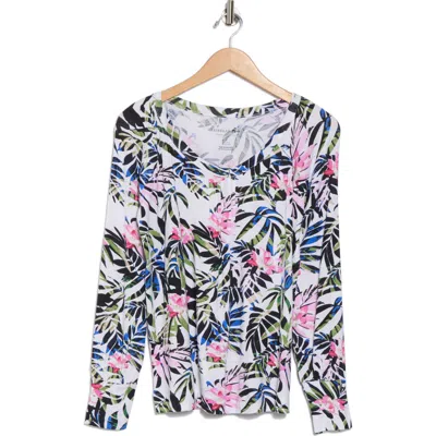 Caribbean Joe Pleat Front Long Sleeve T-shirt In White