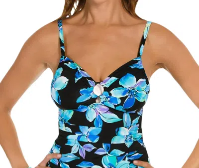 Caribbean Joe Ring Front Tankini Top In Martinique In Multi