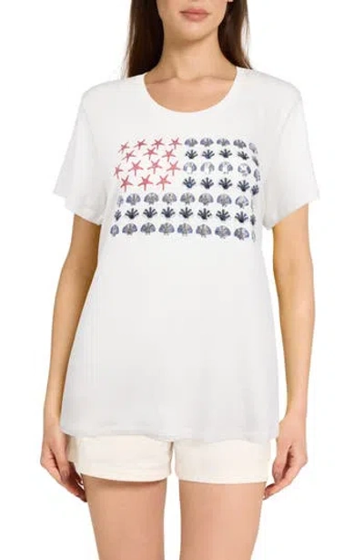 Caribbean Joe Scoop Neck Embellished Flag Graphic T-shirt In Multi