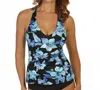 Caribbean Joe Shirred H-back Tankini Top In Joe Martinique In Multi
