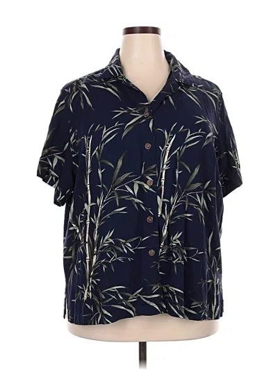 Pre-owned Caribbean Joe Short Sleeve Blouse In Blue