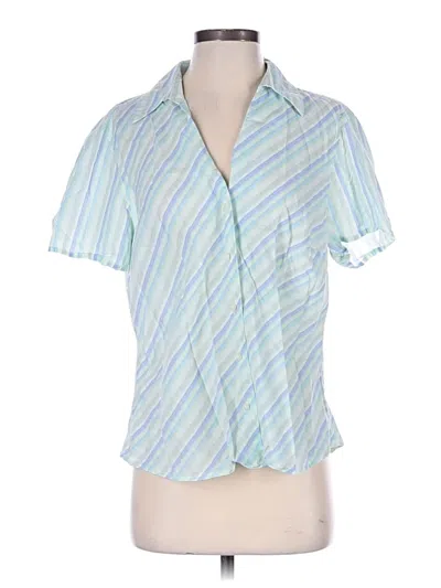 Pre-owned Caribbean Joe Short Sleeve Blouse In Blue