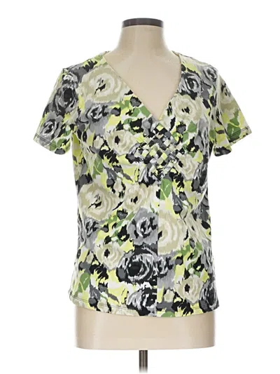 Pre-owned Caribbean Joe Short Sleeve Blouse In Green
