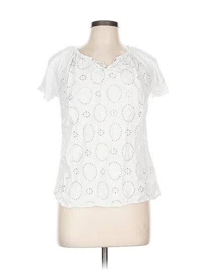 Pre-owned Caribbean Joe Short Sleeve Blouse In White